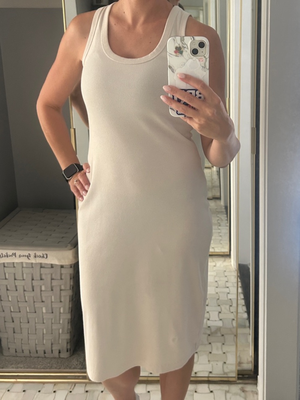 Universal Thread Cream Ribbed Midi Tank Dress - Picture 4 of 4